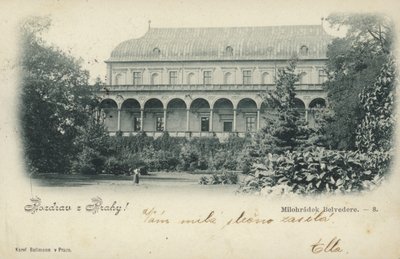 Postcard depicting the Milohradek Belvedere by Czech Photographer